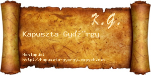 Kapuszta György névjegykártya